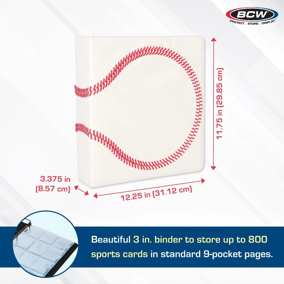 BCW - Album/Binder/Portfolio - 3'' Premium White - Baseball