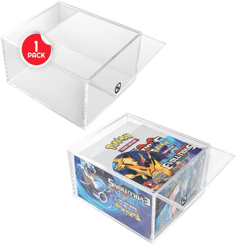 EVORETRO - Acrylic Protector for Pokemon Booster Box Standard Size -  Sliding Lid & Anti-UV & Waterproof - 0.40mm Thick - 1 unit