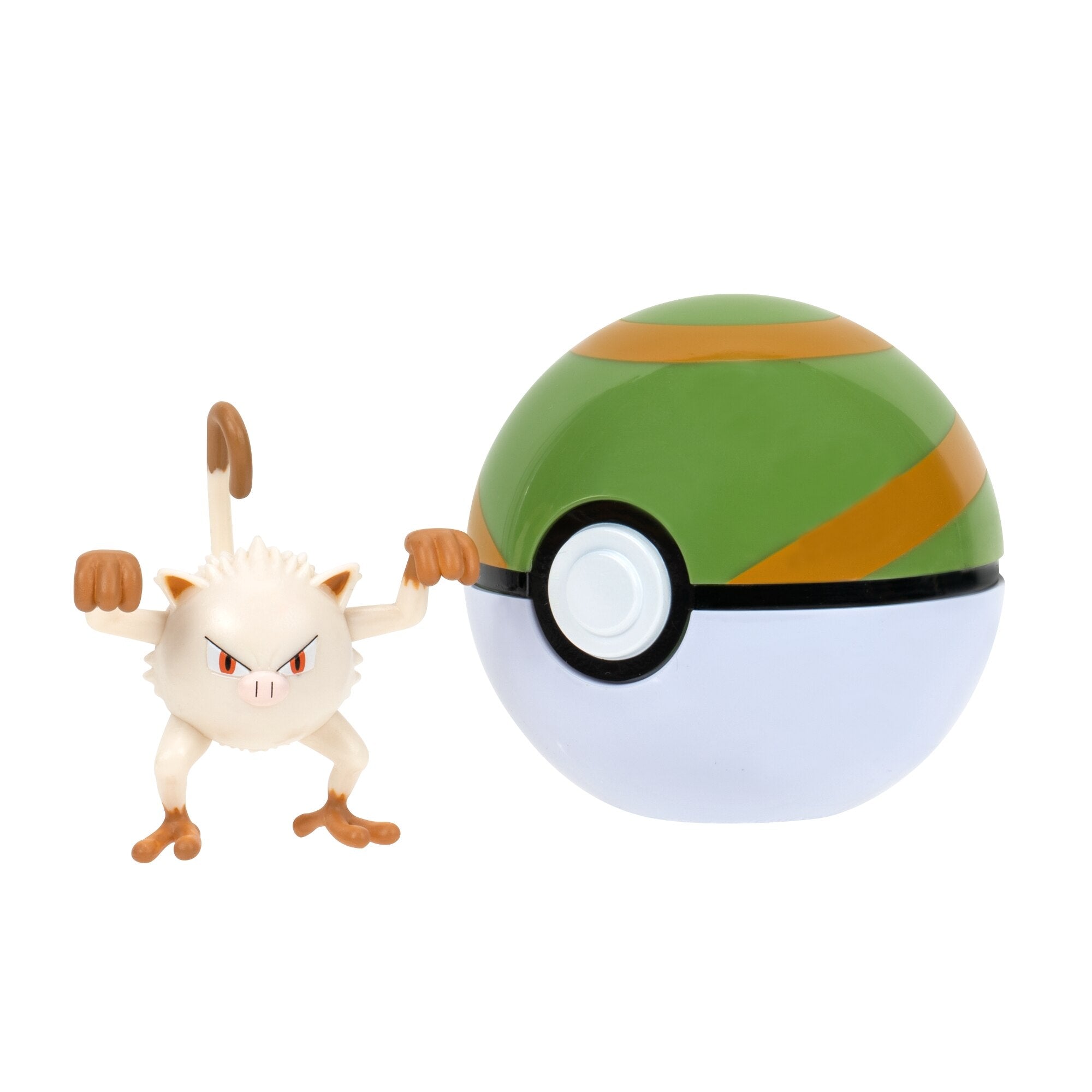 Pokemon Figurine - Clip 'N' Go - Mankey + Nest Ball - Jazwares - 0