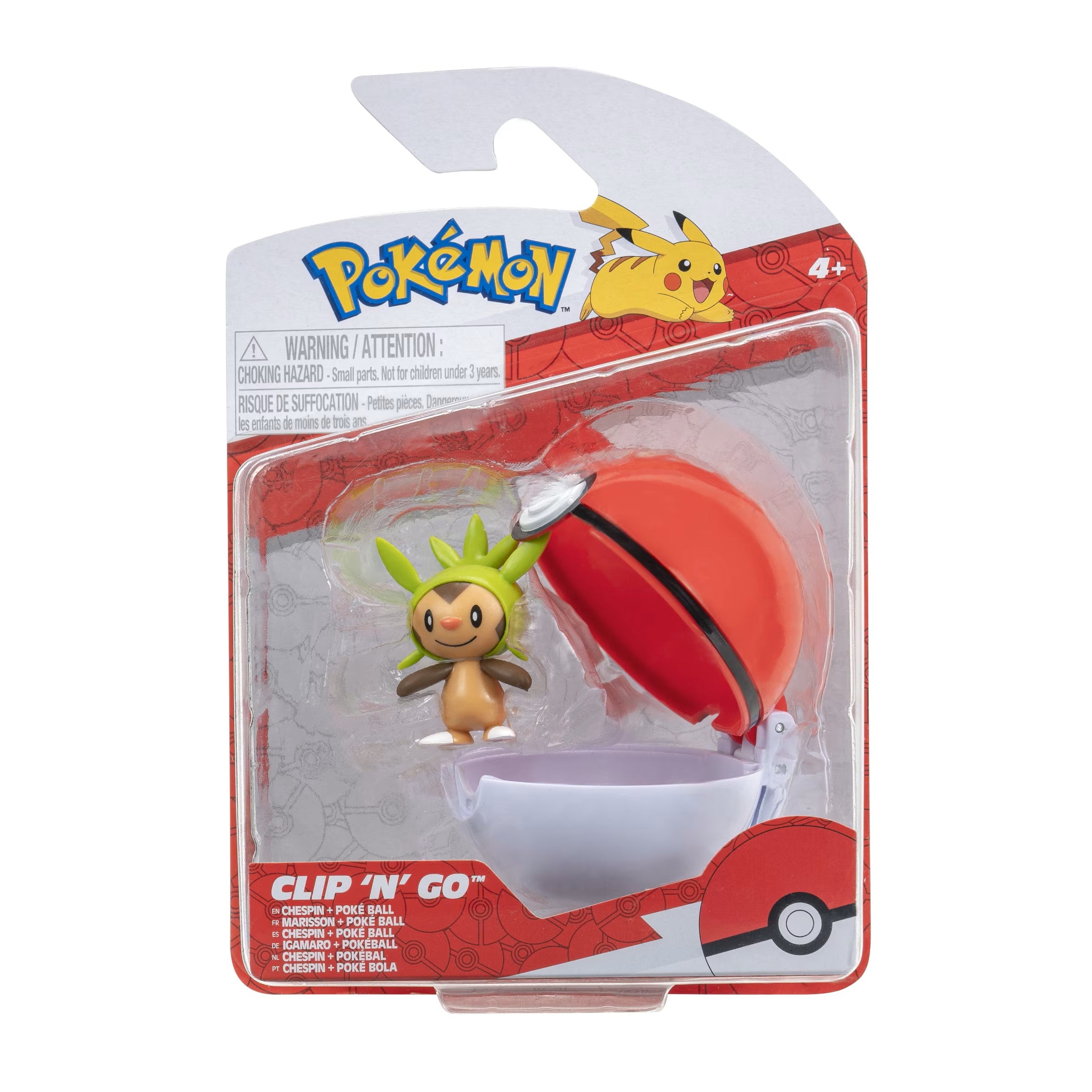 Pokemon Figurine - Clip 'N' Go - Chespin + Poké Ball - Jazwares