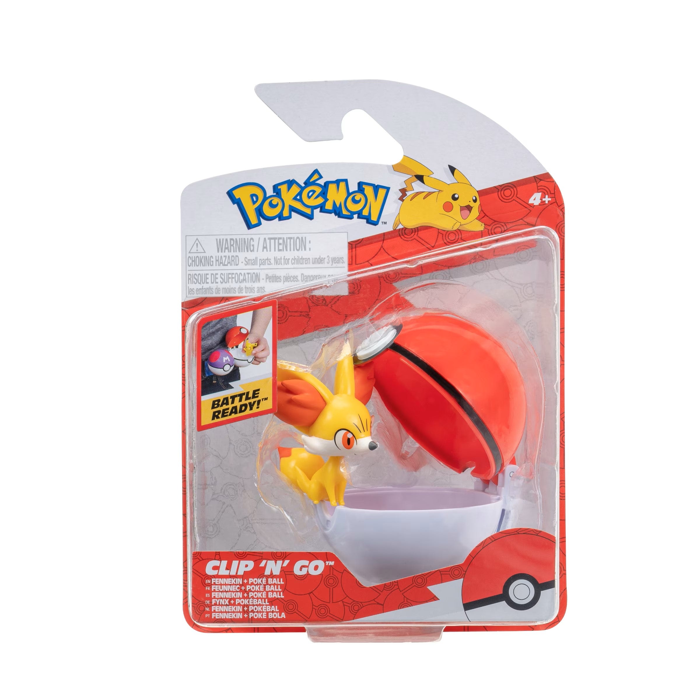 Pokemon Figurine - Clip 'N' Go - Fennekin + Poké Ball - Jazwares