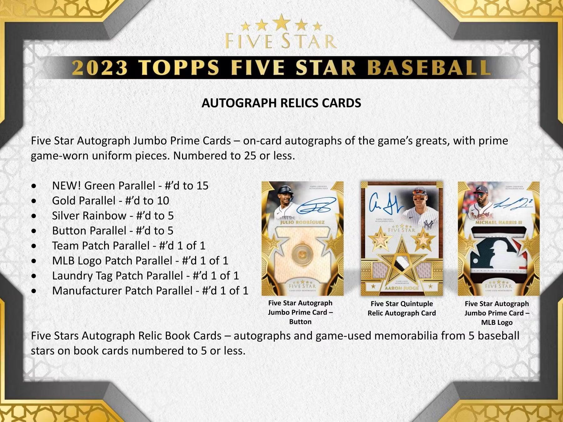 Baseball - 2023 - Topps Five Star - Hobby Box (2 Autograph Cards) - Hobby Champion Inc