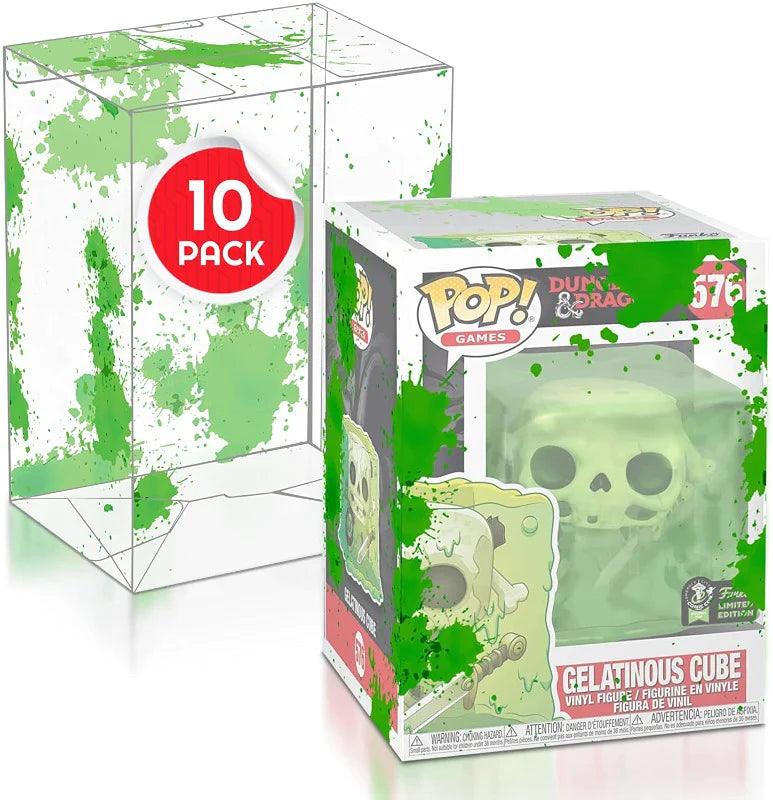 EVORETRO - Plastic Protector for Standard Size (4 Inches) Funko Pop! - Green Splatter - 0.40mm Thick - Pack of 10 - Hobby Champion Inc