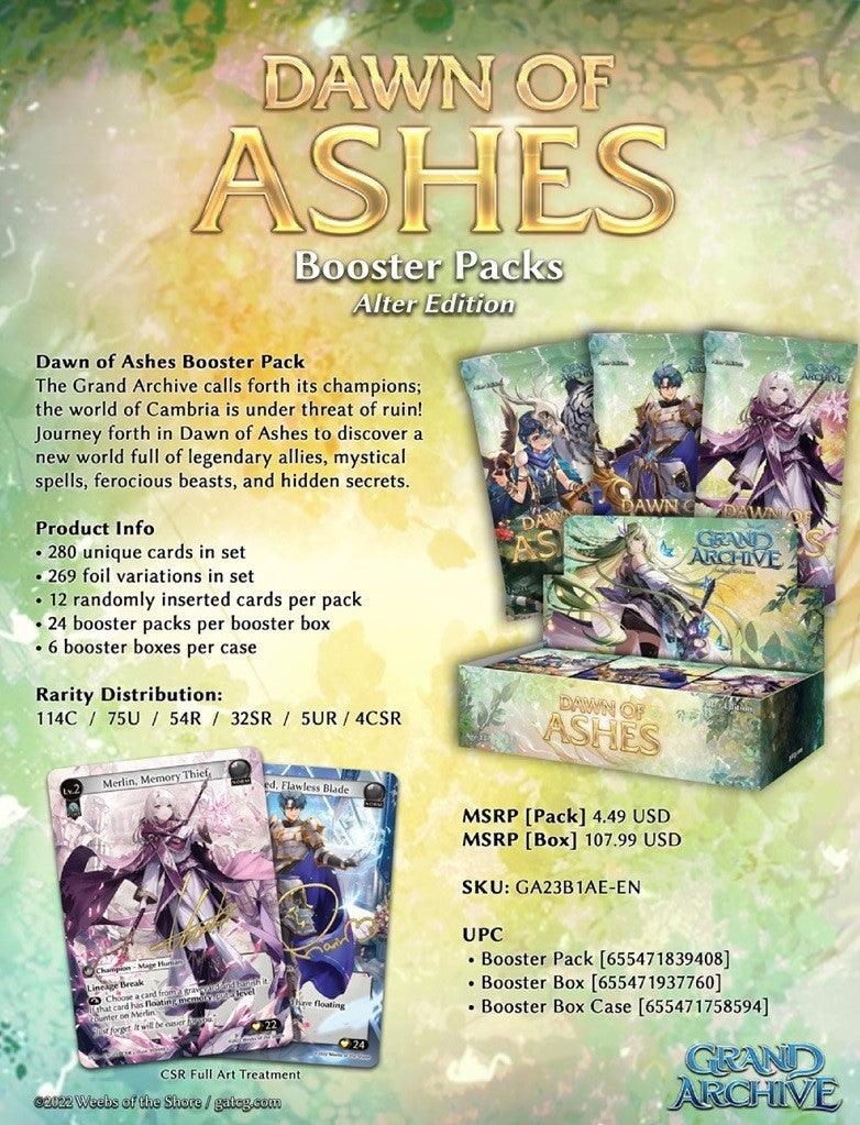 Grand Archive - Dawn Of Ashes - Booster Box (24 Packs) - Hobby Champion Inc
