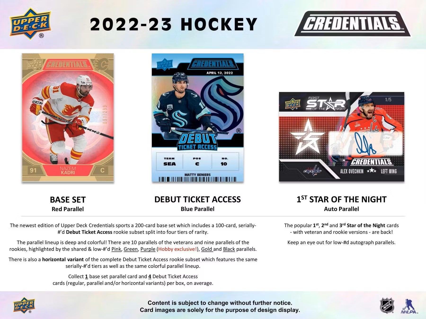 Hockey - 2022/23 - Upper Deck Credentials - Hobby Pack (6 Cards) - Hobby Champion Inc