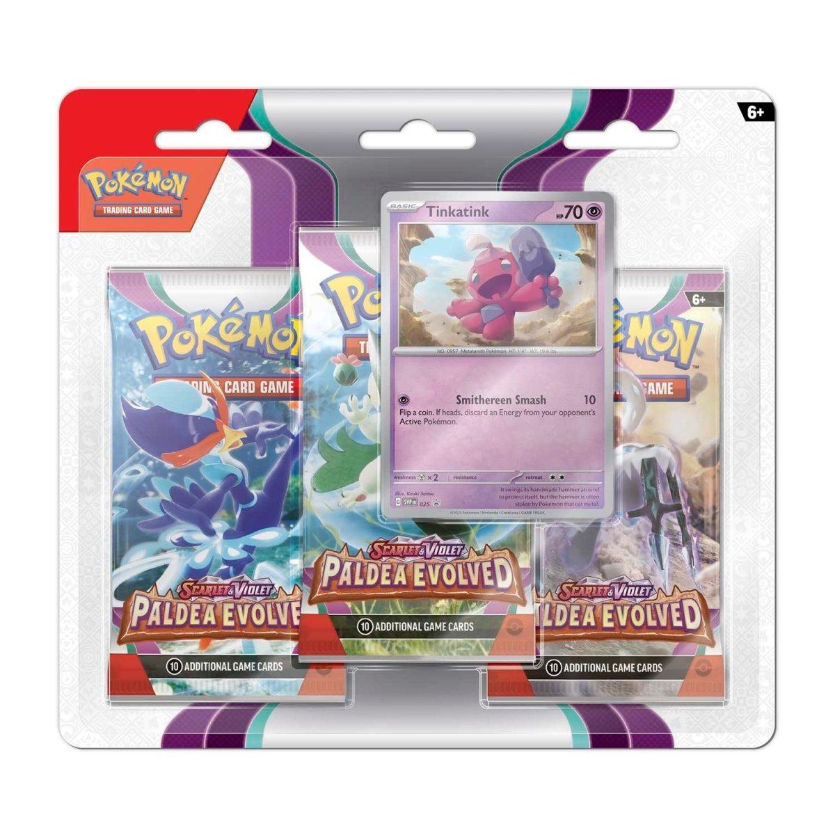 Pokemon Triple Booster Pack - Scarlet & Violet - Paldea Evolved - 3 Booster Packs & Tinkatink Promo Card - Hobby Champion Inc