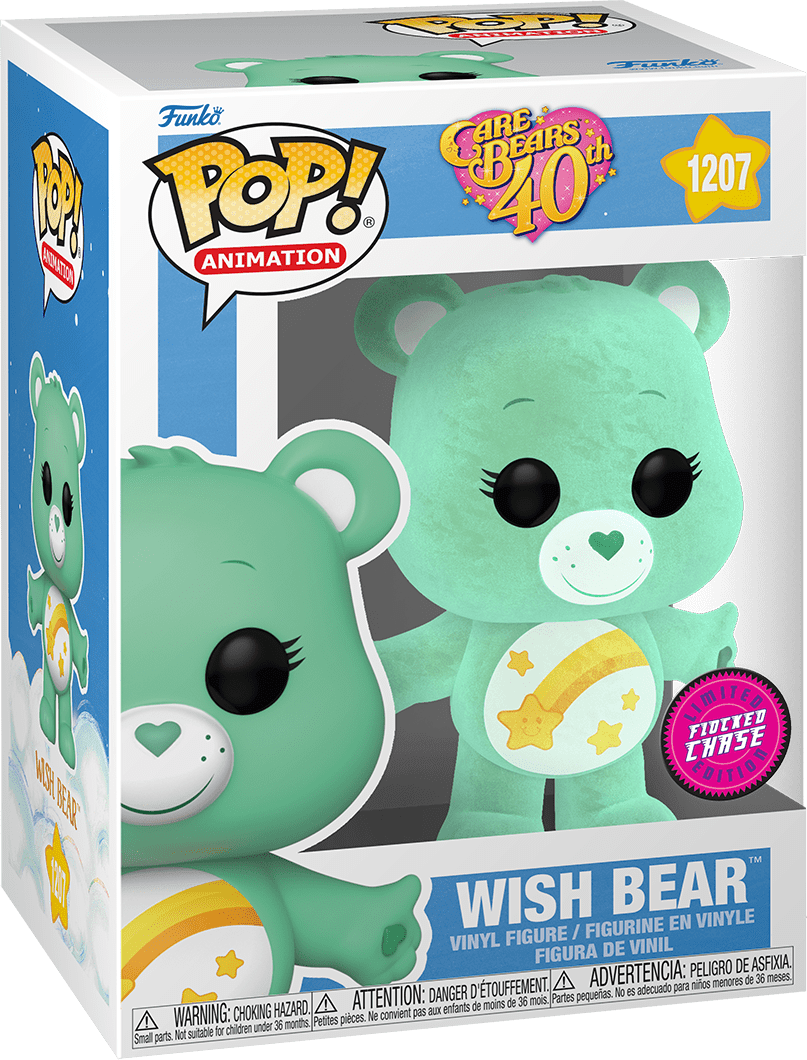 Pop! Animation - Care Bears 40th Anniversary - Wish Bear - #1207 - LIMITED FLOCKED CHASE Edition - Hobby Champion Inc