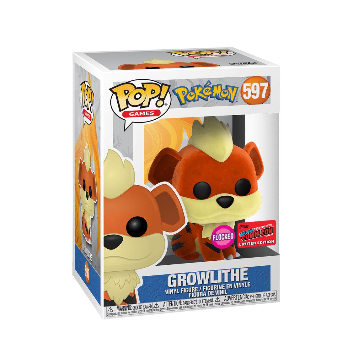 Pop! Games - Pokemon - Growlithe - #597 - Flocked & EXCLUSIVE 2020 New York Comic Con LIMITED Edition - Hobby Champion Inc