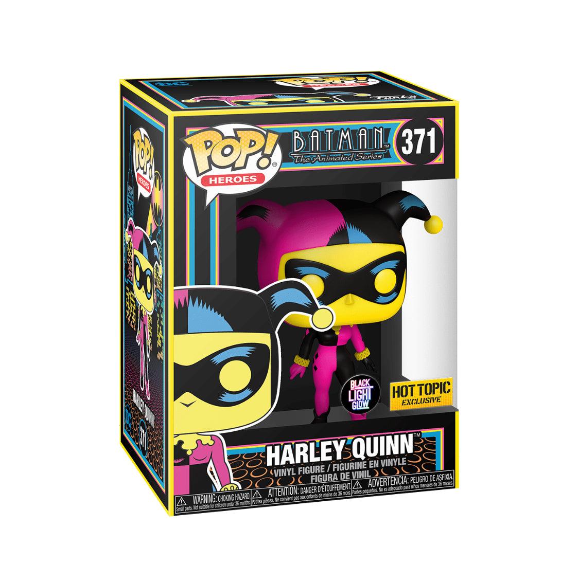 Pop! Heroes - DC - Batman Animated Series - Harley Quinn - #371 - Black Light Glow & Hot Topic Edition - Hobby Champion Inc