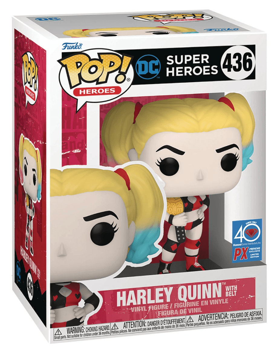 Pop! Heroes - DC - Harley Quinn With Belt - #436 - Diamond Comic Distributors PX Previews EXCLUSIVE LIMITED Edition - Hobby Champion Inc