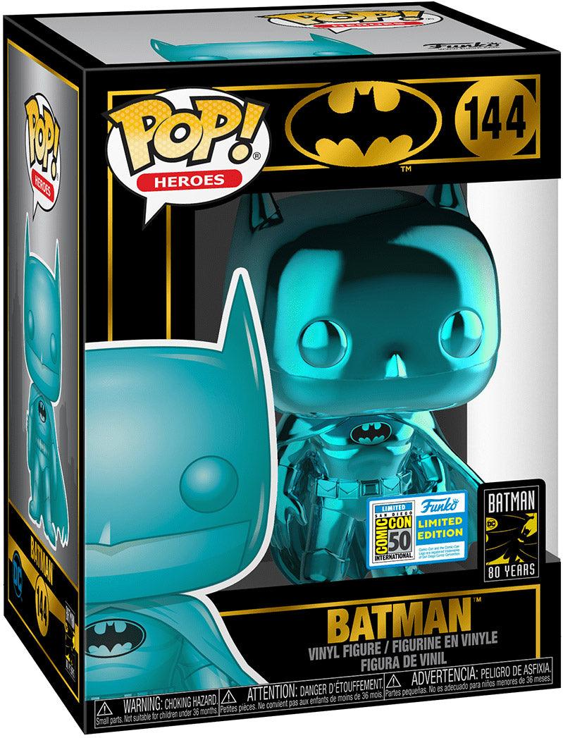 Pop! Heroes - DC Super Heroes - Batman - #144 - Teal Chrome Color - EXCLUSIVE 2019 San Diego Comic Con LIMITED Edition - Hobby Champion Inc