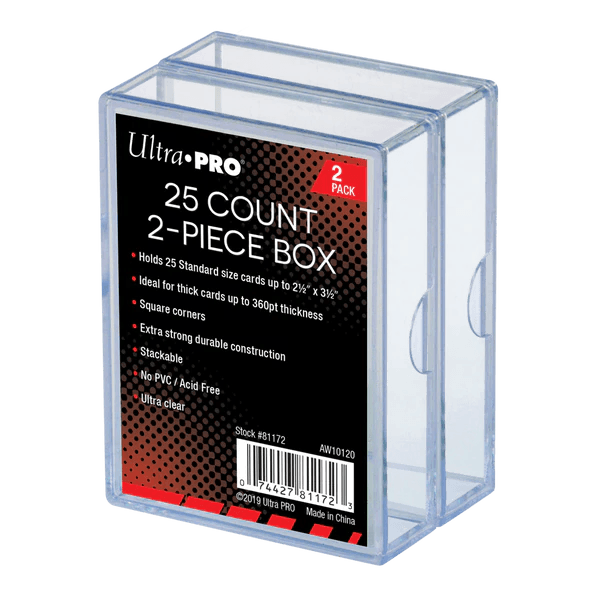 Ultra Pro - Clear Card Storage Box (Holds 25 Cards) - 2 Boxes Package - Hobby Champion Inc
