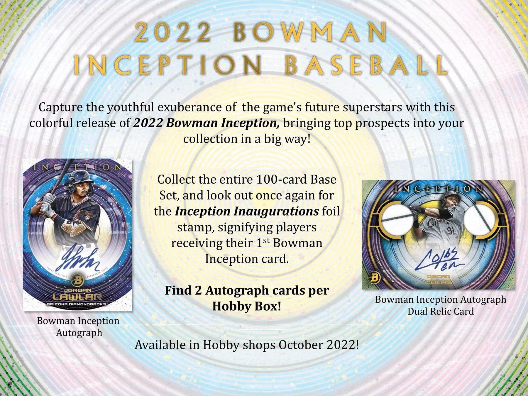 Baseball - 2022 - Topps Bowman Inception - Hobby Box (1 Pack) - Hobby Champion Inc