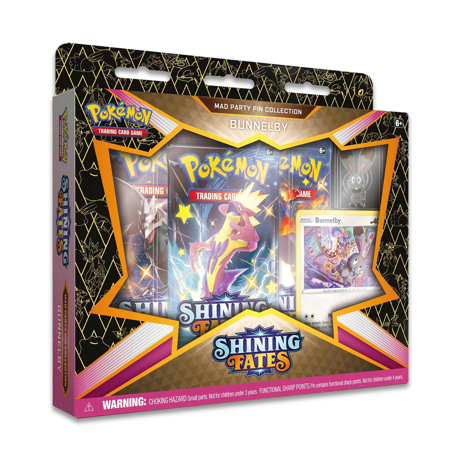 Pokemon Box - Mad Party Pin Collection - Shining Fates - Bunnelby Pin - Hobby Champion Inc