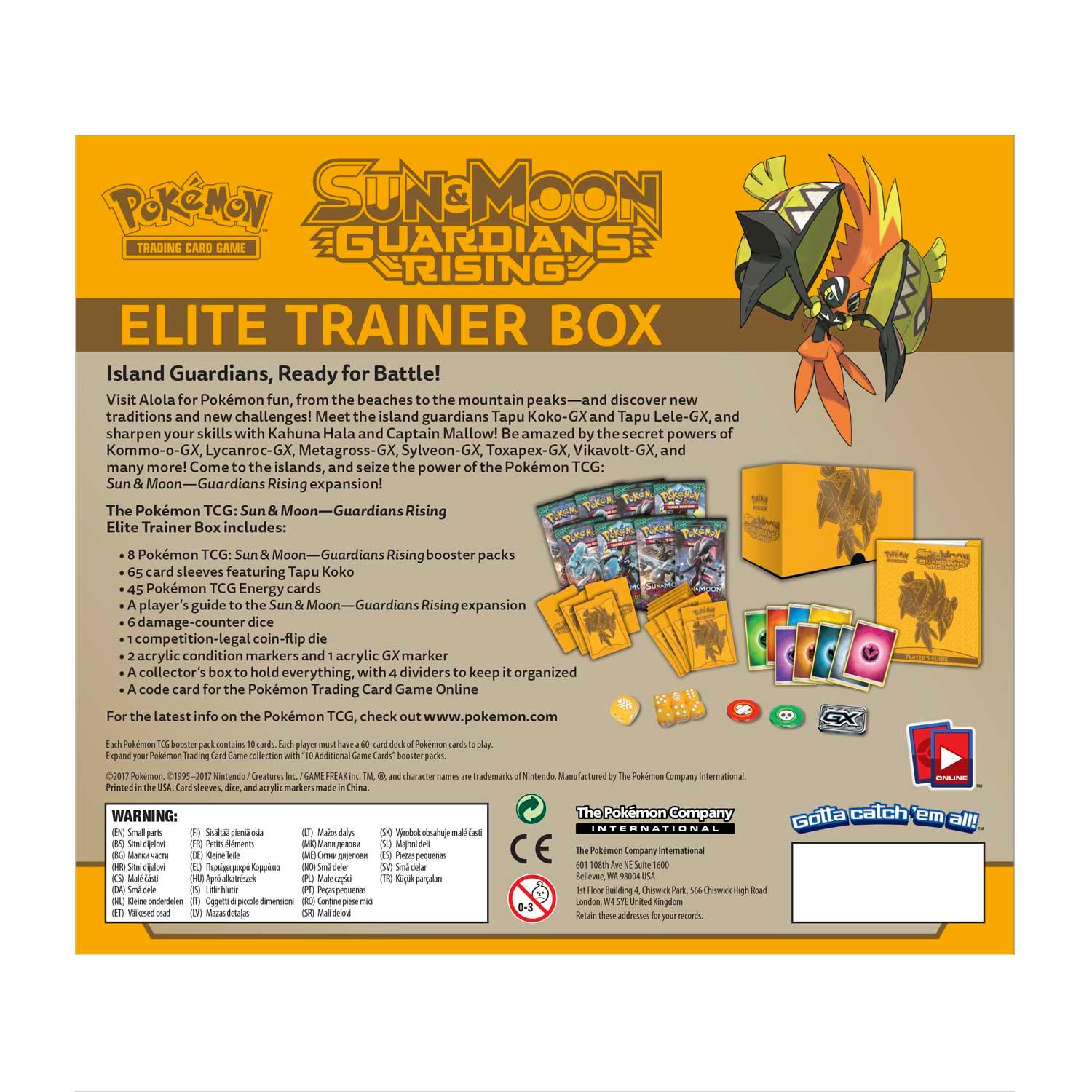 Pokemon Elite Trainer Box (ETB) - Sun & Moon - Guardians Rising (Tapu Koko on Cover) - Hobby Champion Inc