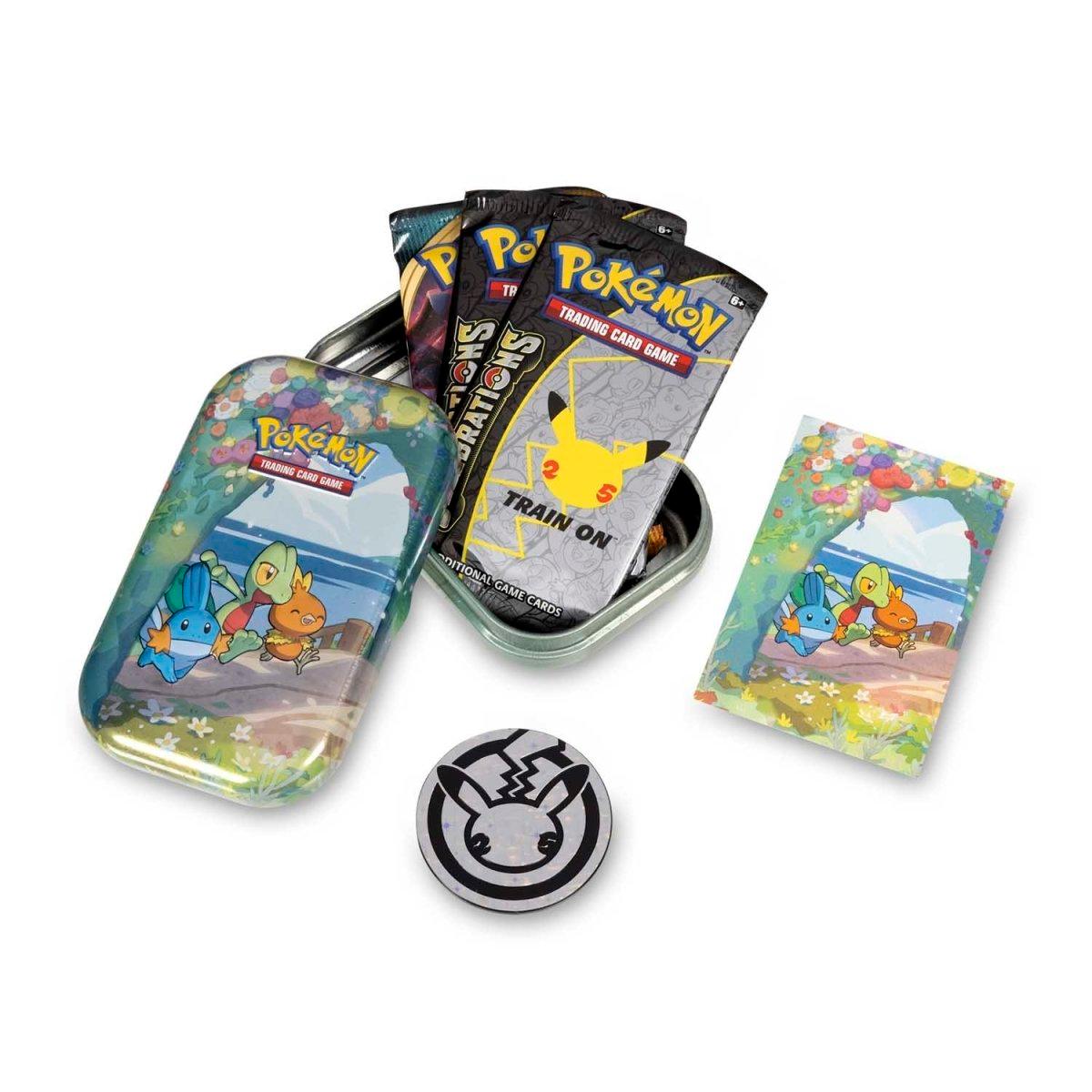 Pokemon Mini Tin - Celebrations - Treecko, Torchic & Mudkip on Cover - Hobby Champion Inc