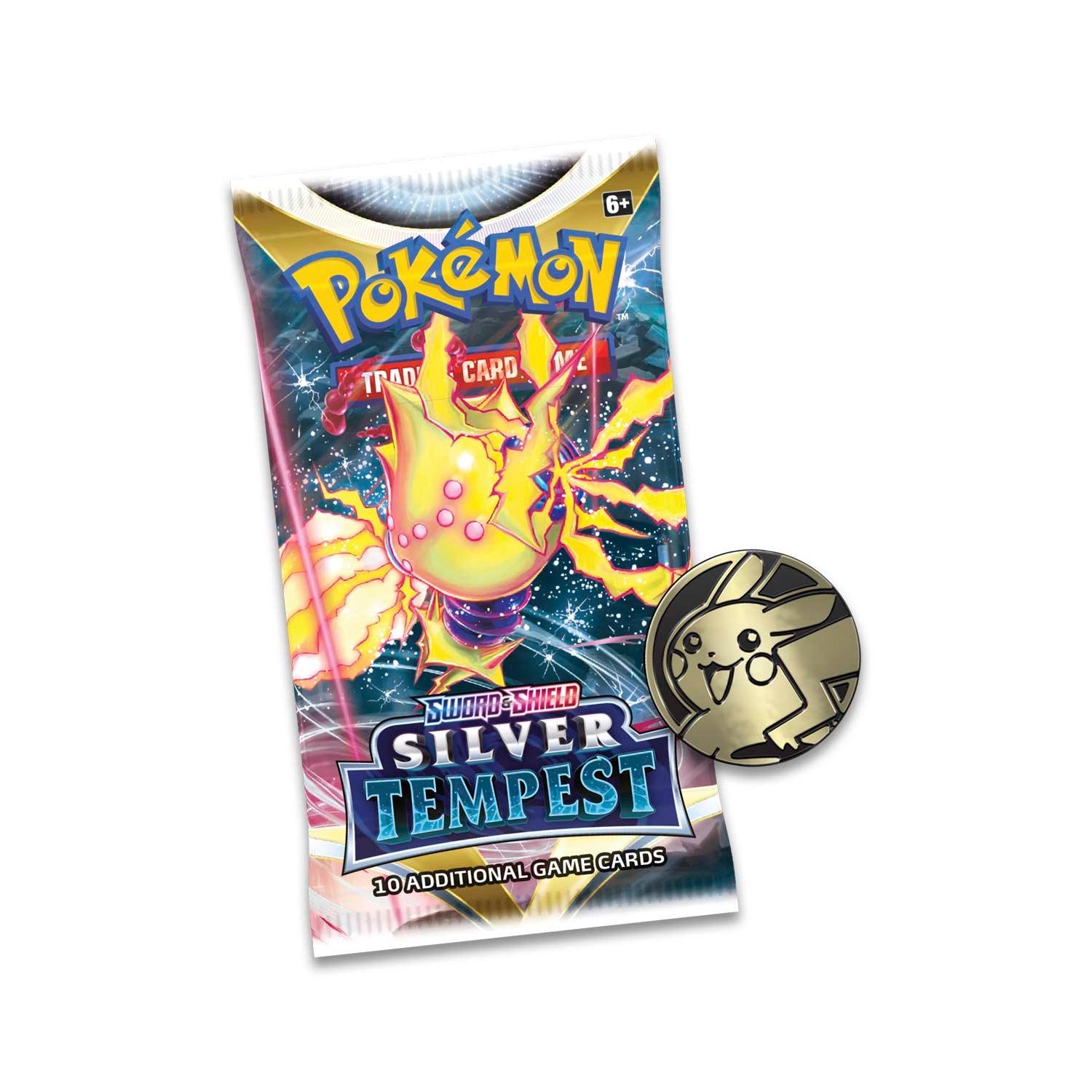 Pokemon Triple Booster Pack - Sword & Shield - Silver Tempest - 3 Boosters Packs & Manaphy Promo Card & 1 Coin - Hobby Champion Inc