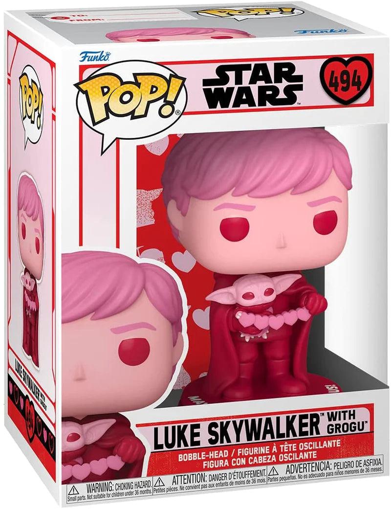 Pop! Star Wars - Luke Skywalker with Grogu (Pink Valentine) - #494 - Hobby Champion Inc