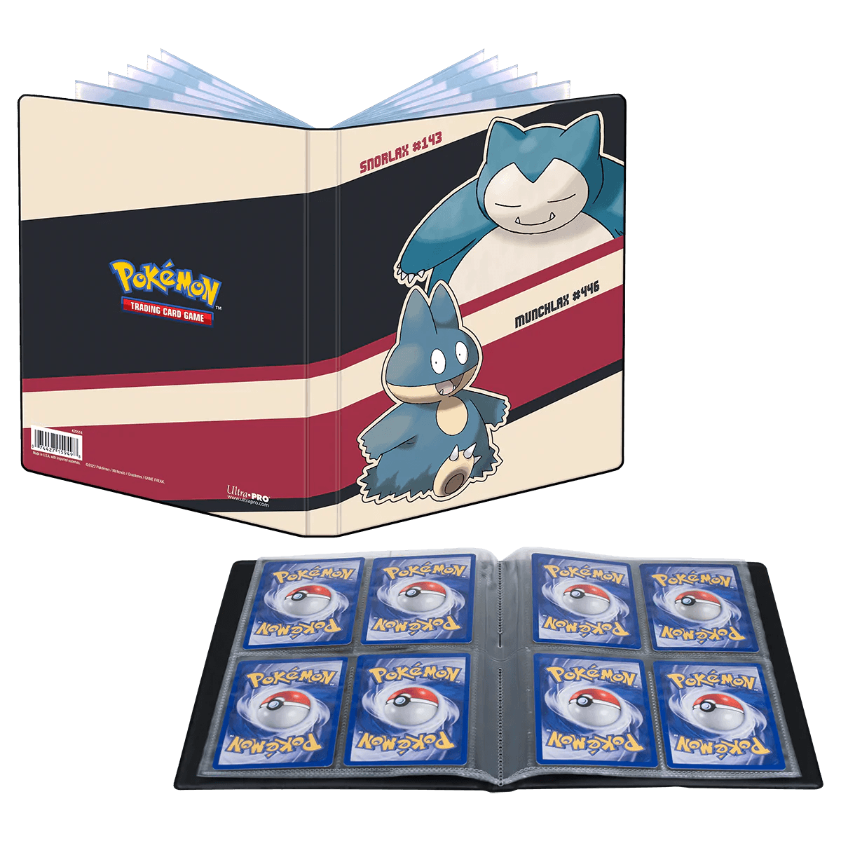 Ultra PRO - Album/Binder/Portfolio 4-Pocket (Holds 80 cards + 4 Oversize cards) - Pokemon - Snorlax And Munchlax - Hobby Champion Inc