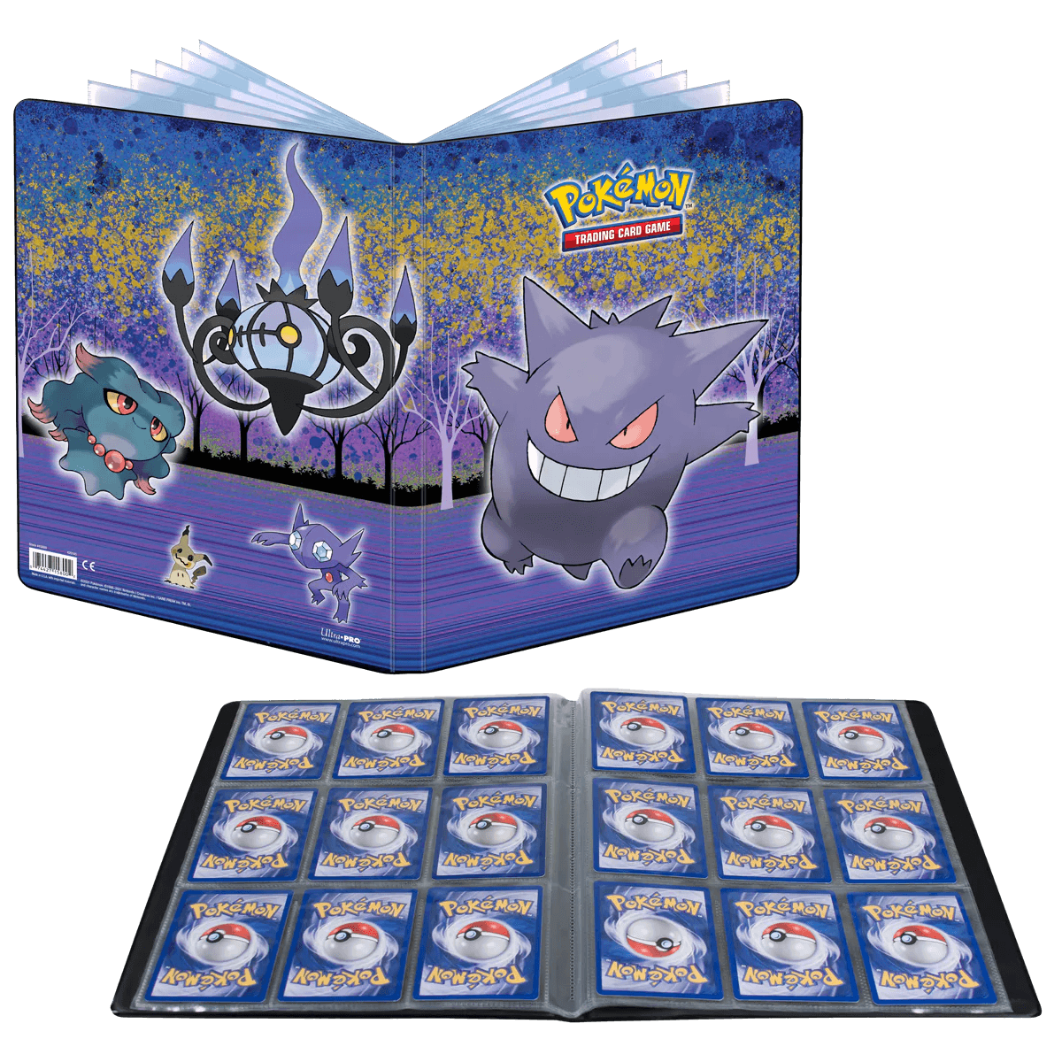 Ultra PRO - Album/Binder/Portfolio 9-Pocket (Holds 180 cards) - Pokemon - Haunted Hollow - Gengar, Chandelure, Misdreavus, Sableye, and Mimikyu - Hobby Champion Inc