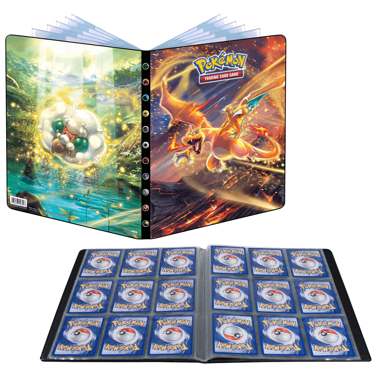 Ultra PRO - Album/Binder/Portfolio 9-Pocket (Holds 252 Cards) - Pokemon - Sword & Shield - Brilliant Stars - Charizard & Whimsicott - Hobby Champion Inc