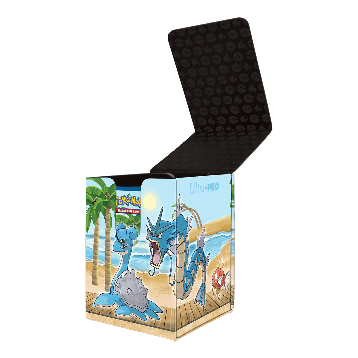 Ultra PRO - Alcove Flip Deck Box (Leather) - Gallery Series Seaside (Gyarados, Lapras, and Magikarp) - Hobby Champion Inc