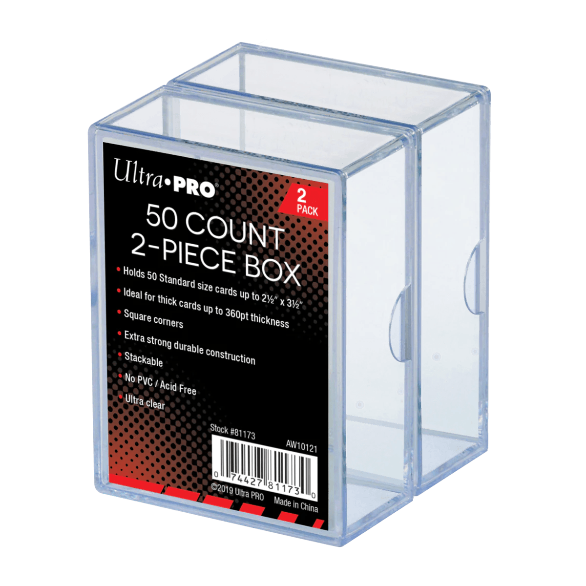 Ultra Pro - Clear Card Storage Box (Holds 50 Cards) - 2 Boxes Package - Hobby Champion Inc